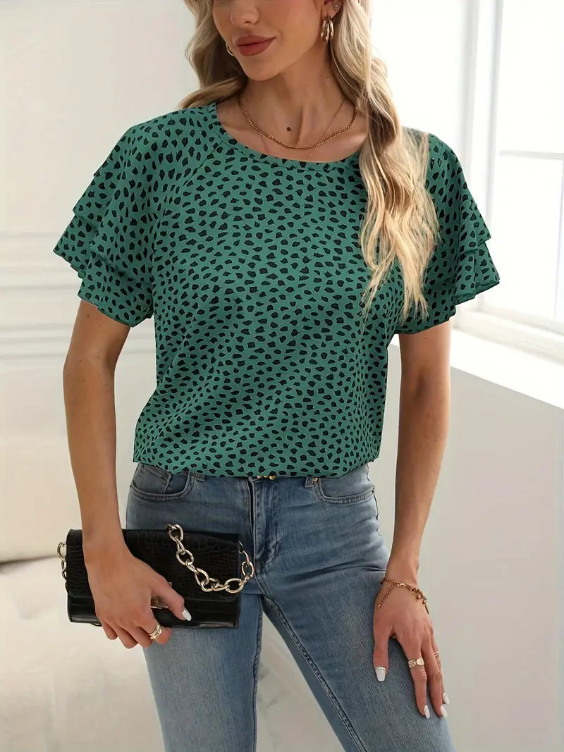 Variant image for Dame Bluse Ruffled Polyester Sirkulær Utringning-1