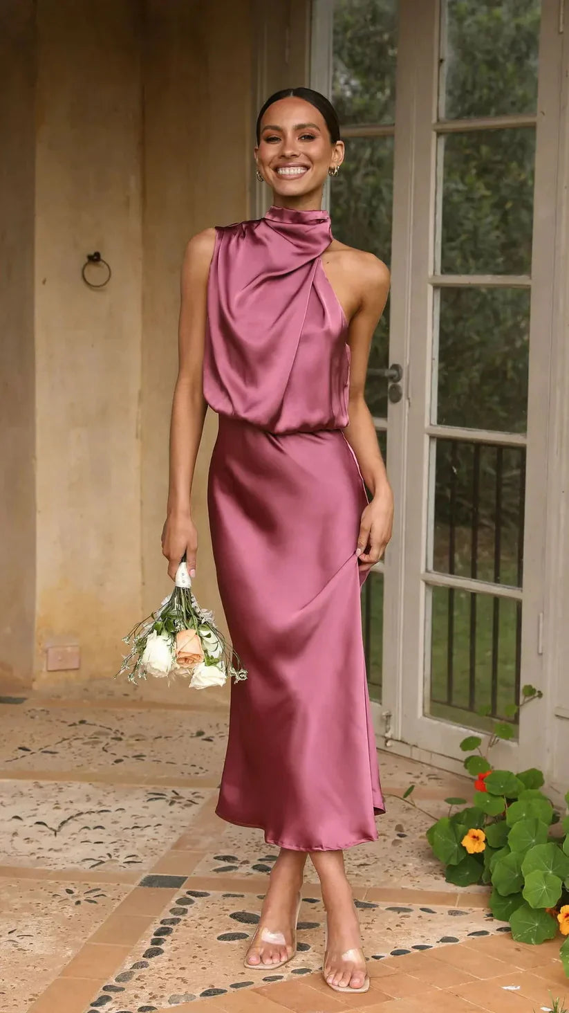 Variant image for Damekjole En-Skulder Sateng Elegant Design-1