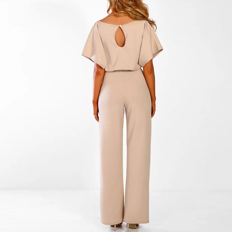 Dame Jumpsuit Bred Ben Blonderdetalj Polyester Slank Passform-3