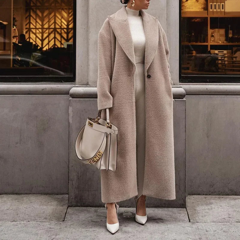 Variant image for Dame Lang Fleecejakke Beige Elegant Polyester-1