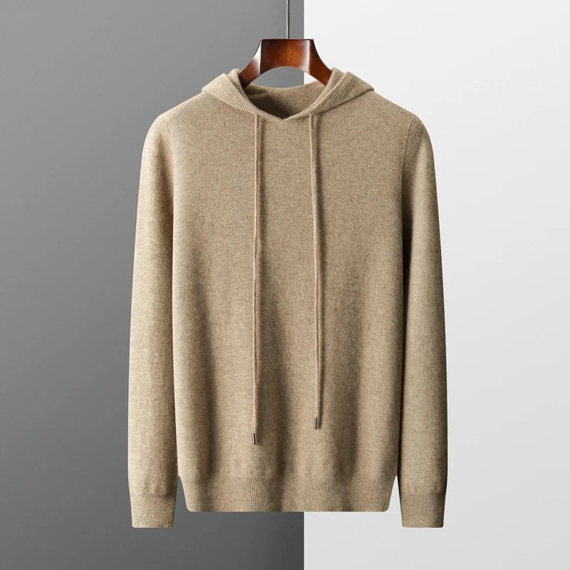 Variant image for Herre Hættetrøye Beige Komfortabel Uldblanding Casual Myk 80% Ull 20% Polyester-7