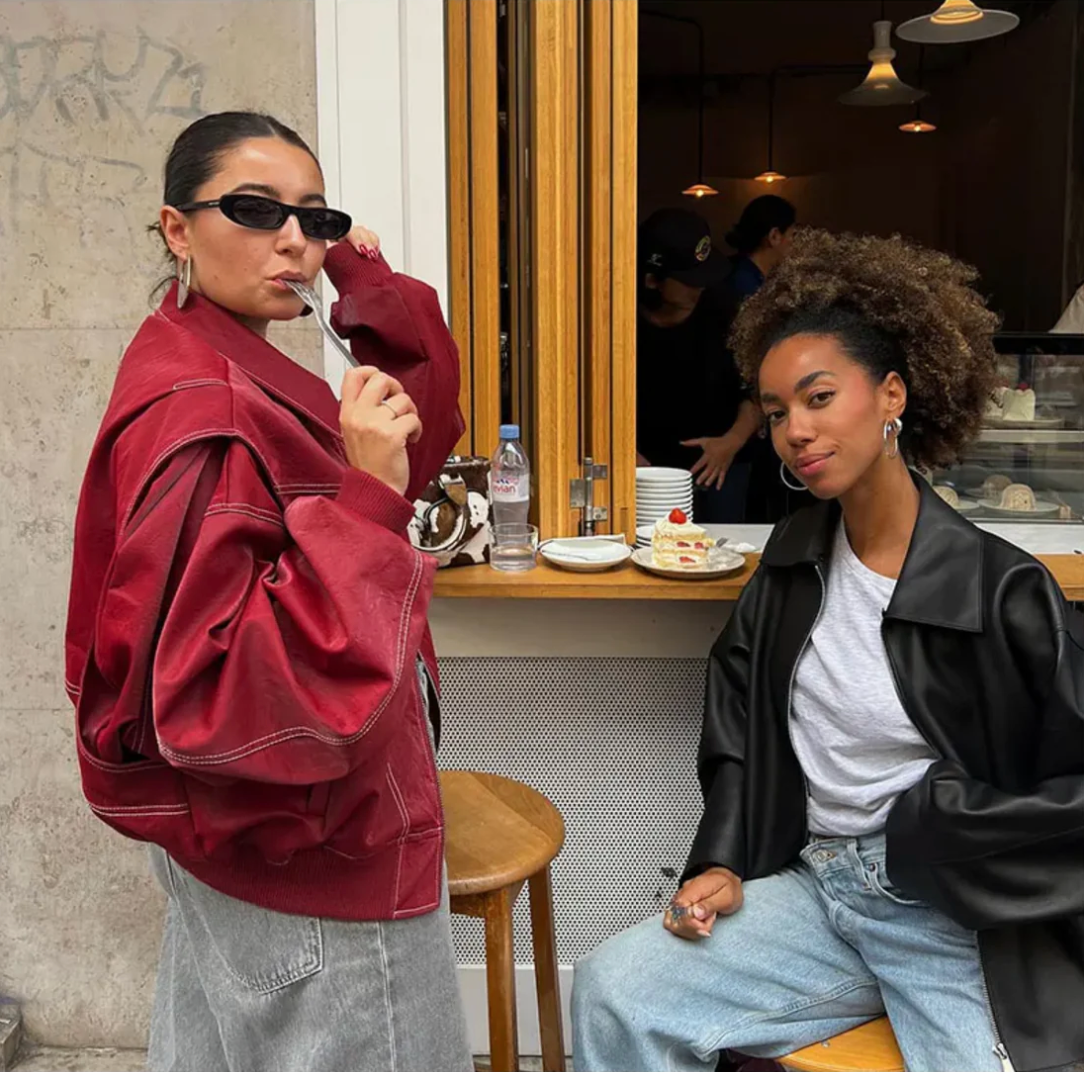 Dame Oversized Bomberjakke Grå Vinter Trendy Varm Foring-3