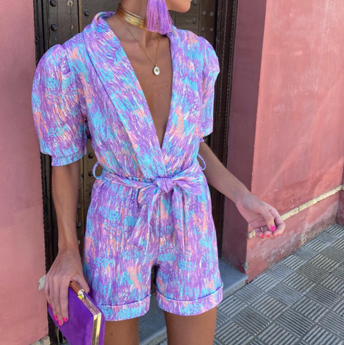 Dame Jumpsuit Pustende Bomull Trendy Design 4