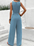 Dame Jumpsuit Ermeløs V-Hals Bredbente Lett Stoff-2