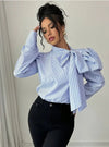 Variant image for Dame Bomullsbluse Elegant Sløyfe Pustende Materiale-5