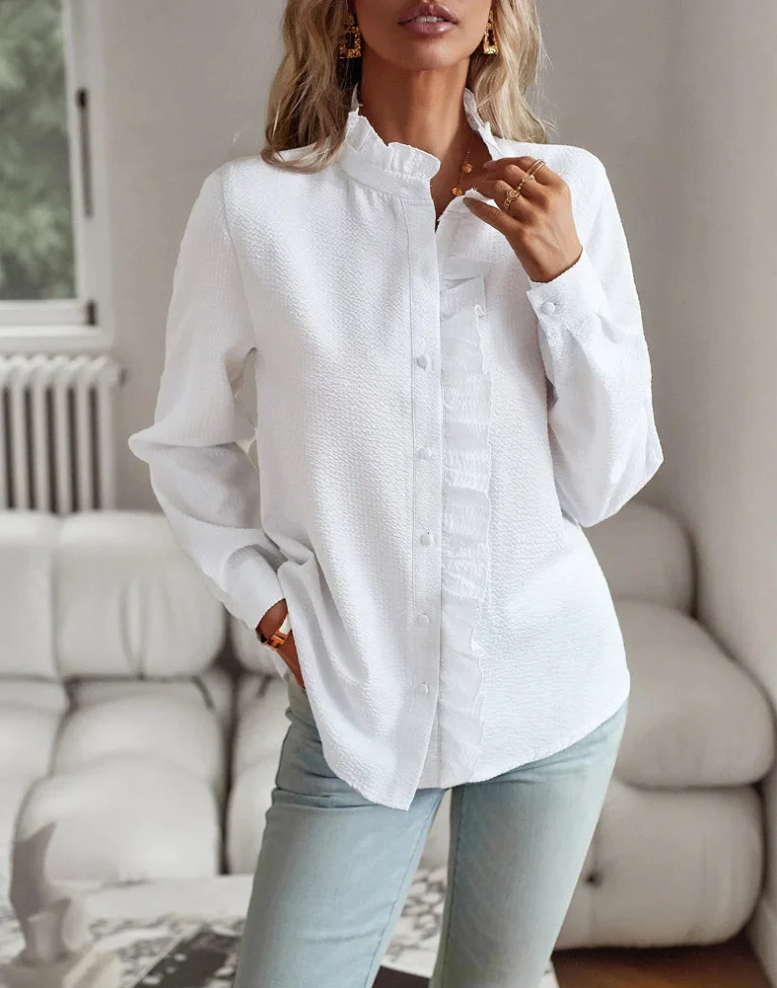 Kvinne Bluse Allsidig Design Bærekraftig Stoff
