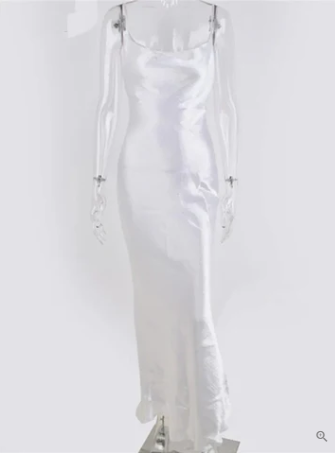 Variant image for Kvinnes Maxikjole Ryggfri Satin med Spaghetti-stropper til Bryllup og Sommer-25