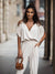 Dame Jumpsuit Åpne Skuldre V-hals Polyester Elegant Komfortabel-2