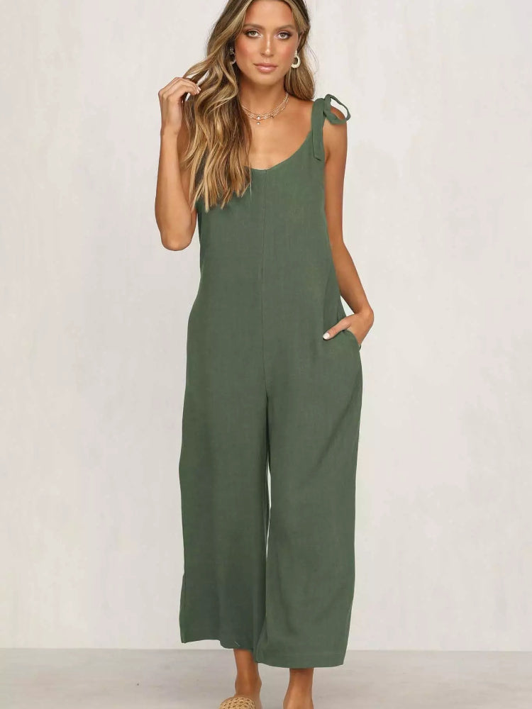 Dame Jumpsuit Ermeløs Åpen Rygg Lett Stoff-2