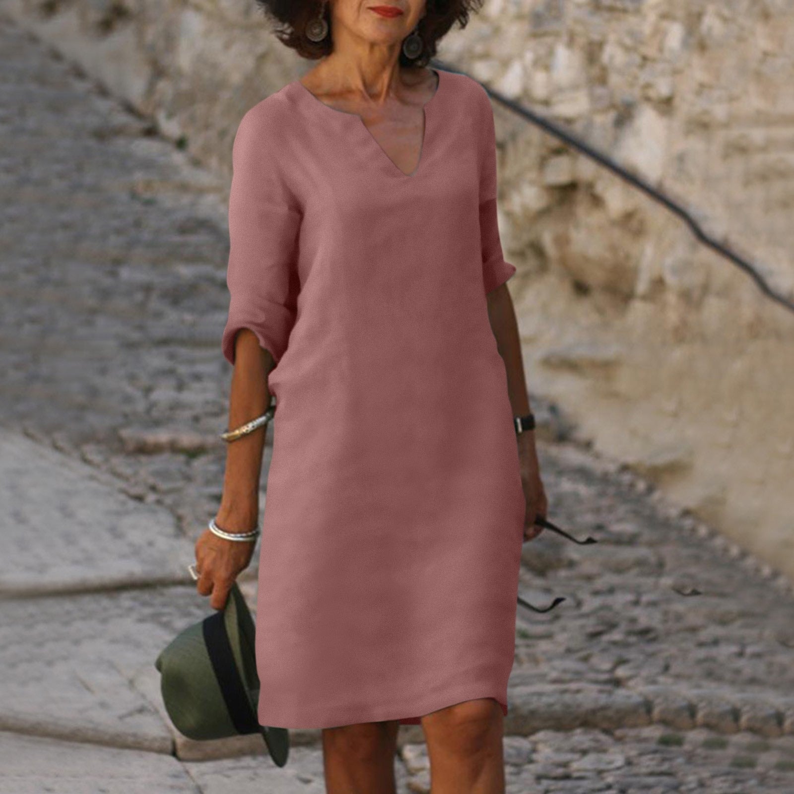 Dame Sommerkjole Elegant Design Lett Stoff-6