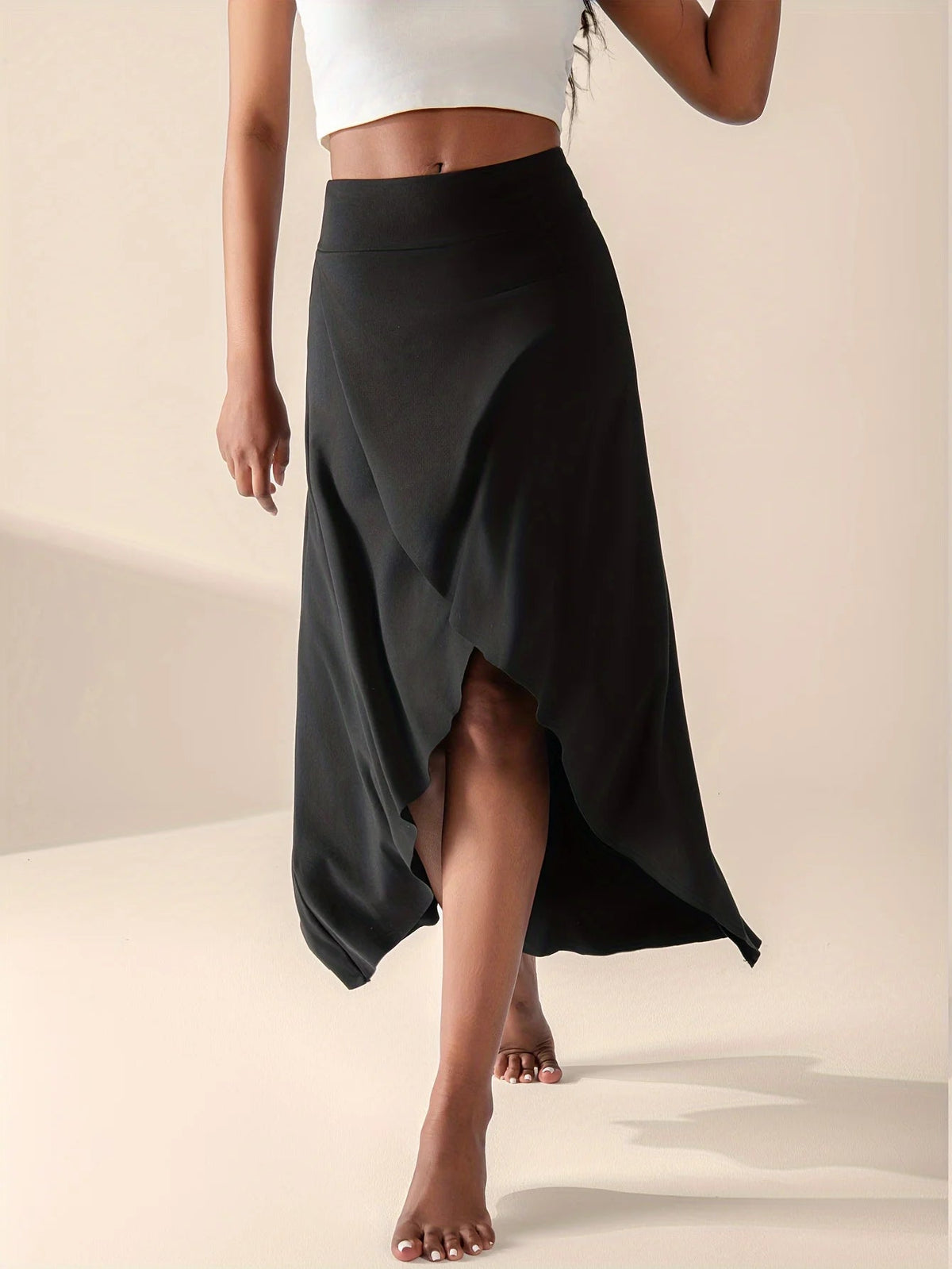 Skjørt Dame Med Shorts Asymmetrisk Flared Design 1