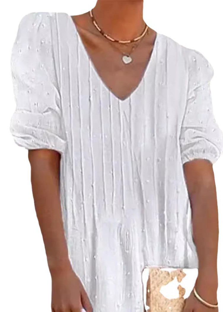 Sommerkjole Dame med V-hals og Blonder - Loose Fit, Perfekt til Sommerens Anledninger 4