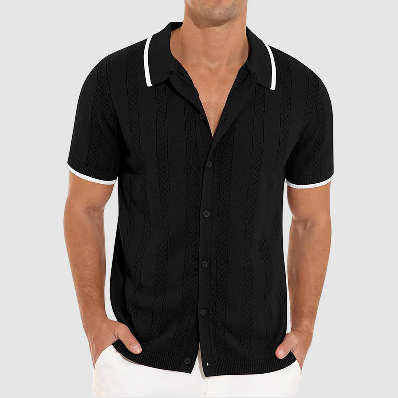 Strikket Cardigan Dame Med Korte Ermer og Retro Krage 2