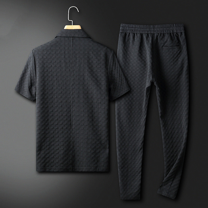 Herre To-delt Kostyme Geometrisk Mønster Polyester 3