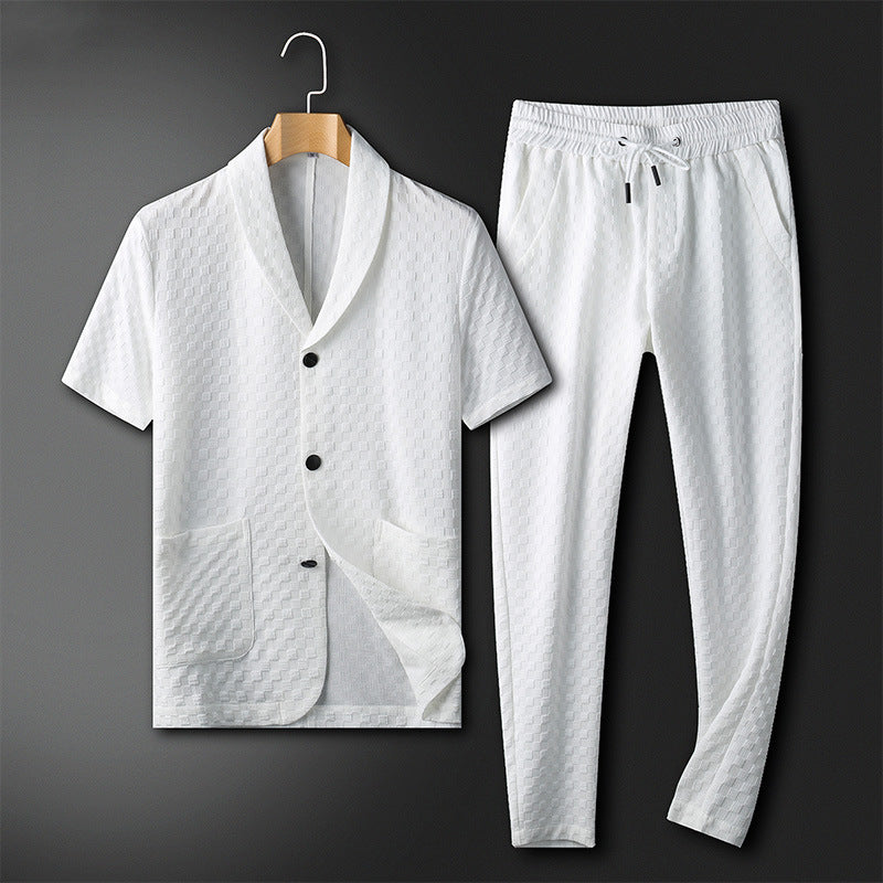 Herre To-delt Kostyme Geometrisk Mønster Polyester 1