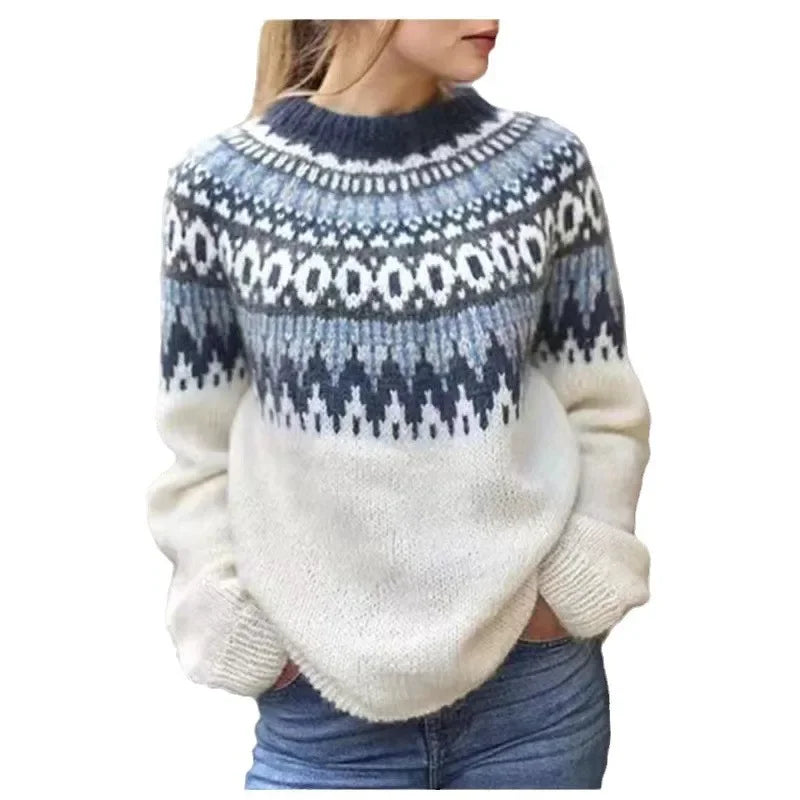 Ullgenser Dame Fargeblokk Strikkegenser Loose Fit Rund Hals 4