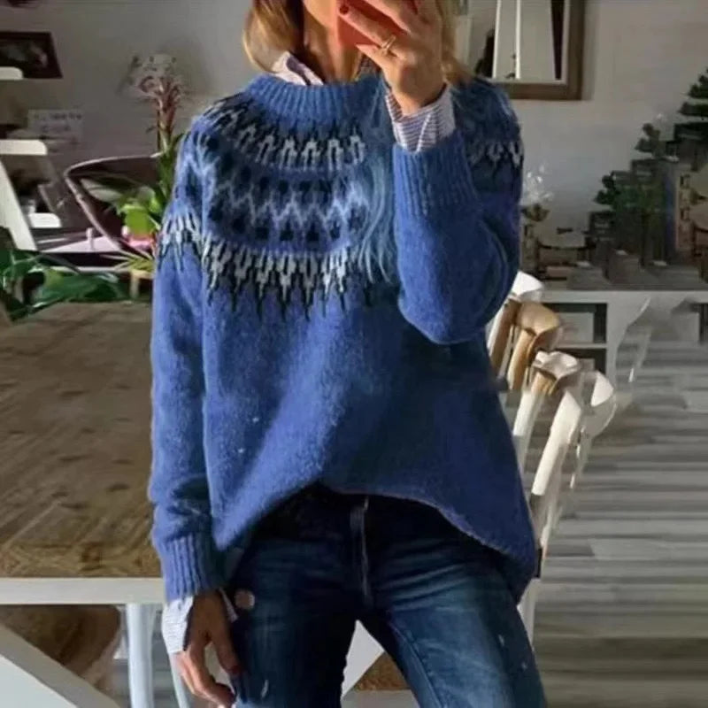 Ullgenser Dame Fargeblokk Strikkegenser Loose Fit Rund Hals 6