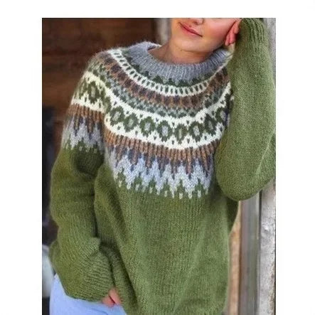 Ullgenser Dame Fargeblokk Strikkegenser Loose Fit Rund Hals 7