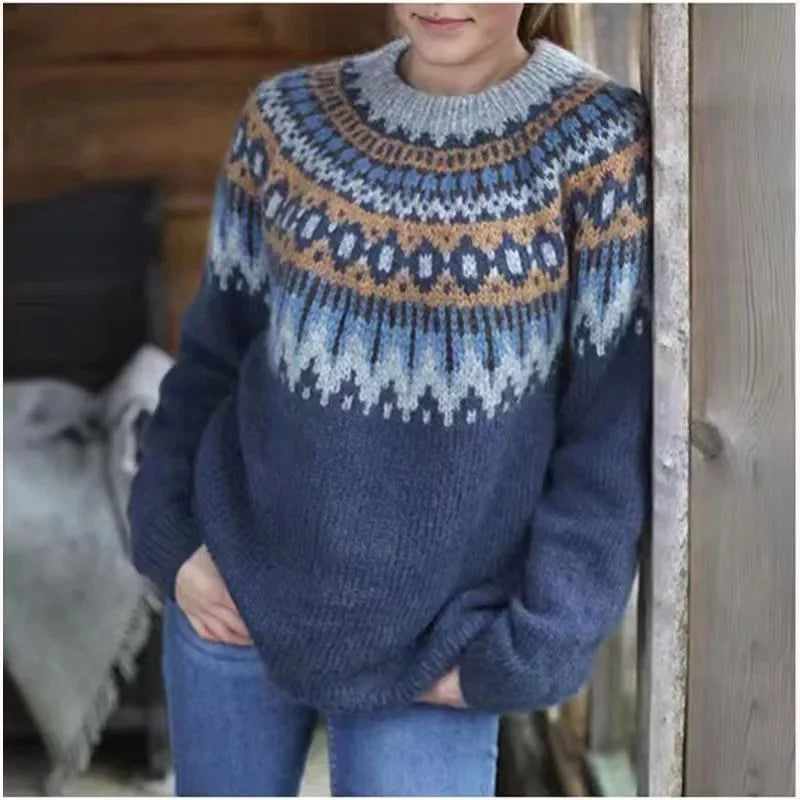 Ullgenser Dame Fargeblokk Strikkegenser Loose Fit Rund Hals 8