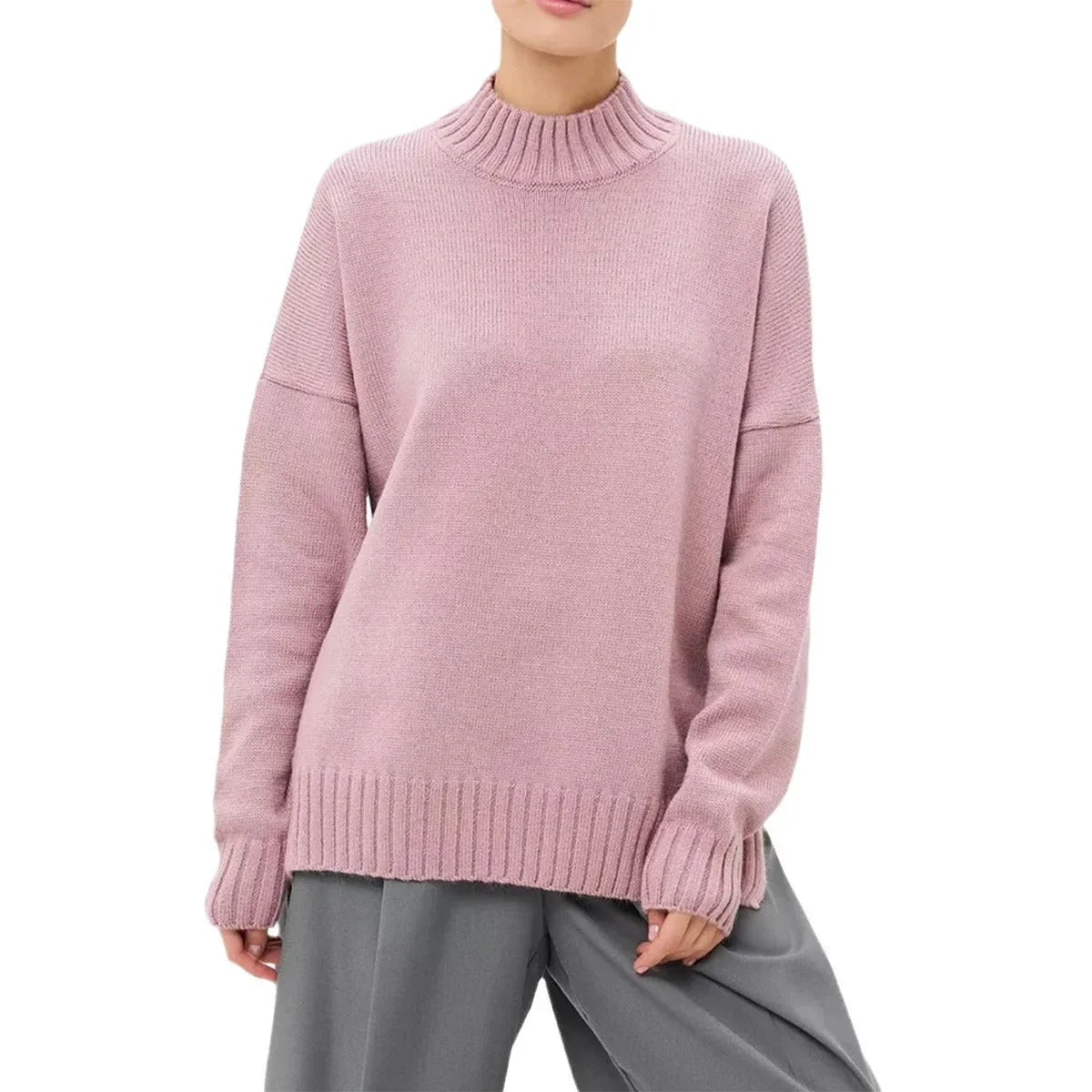 Ullgenser Dame Oversized med Halvhøy Hals 3