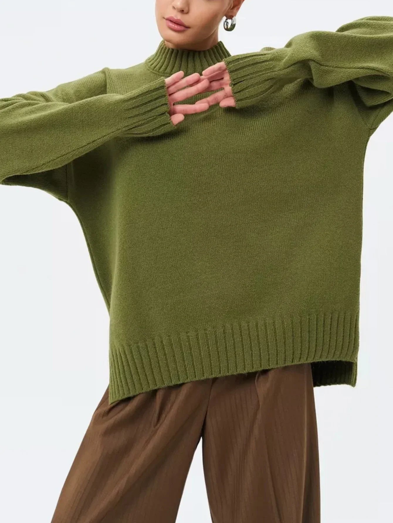 Ullgenser Dame Oversized med Halvhøy Hals 6