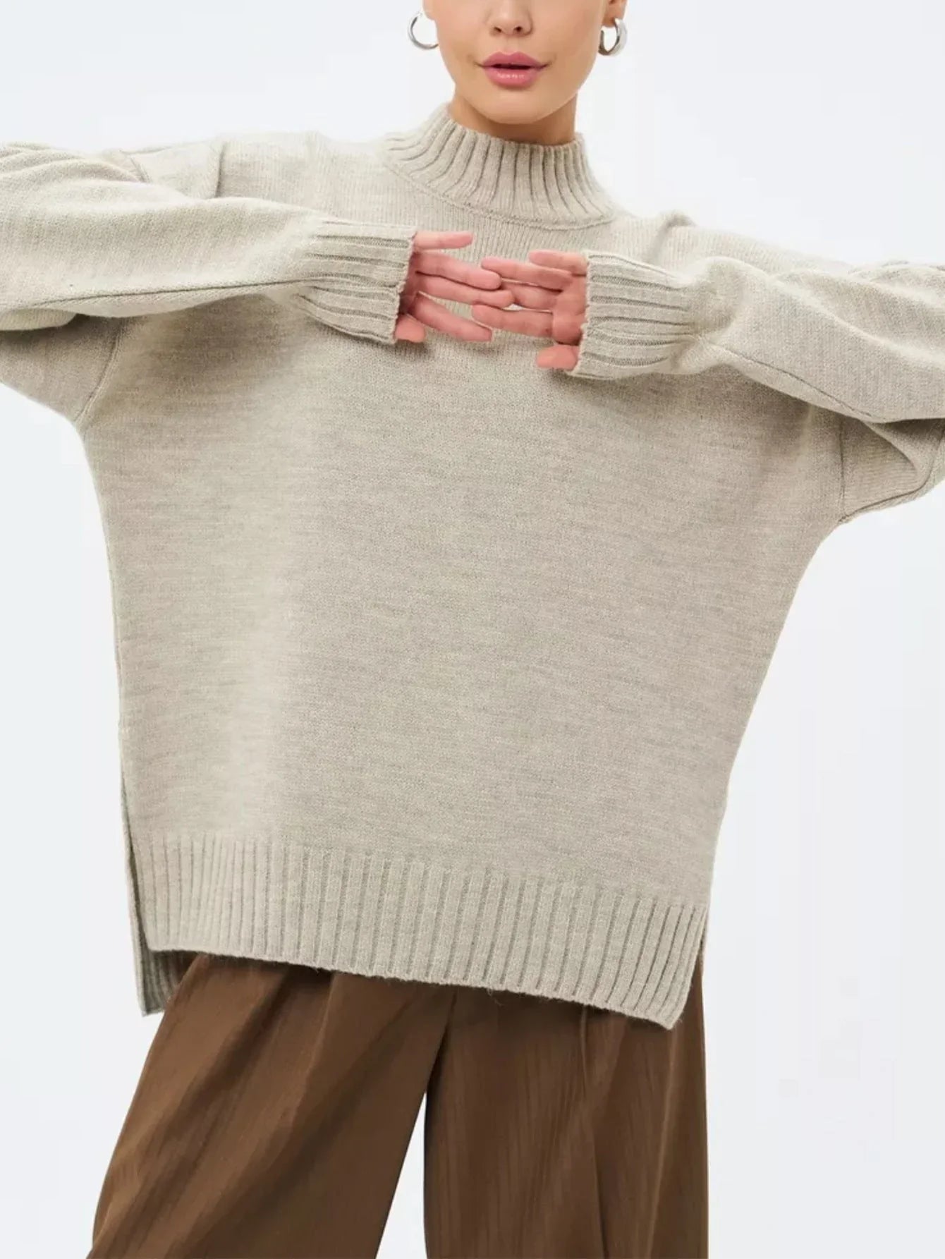 Ullgenser Dame Oversized med Halvhøy Hals 8