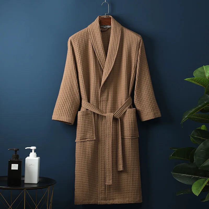 Unisex Badekåpe med Waffle Struktur og Lommer 10