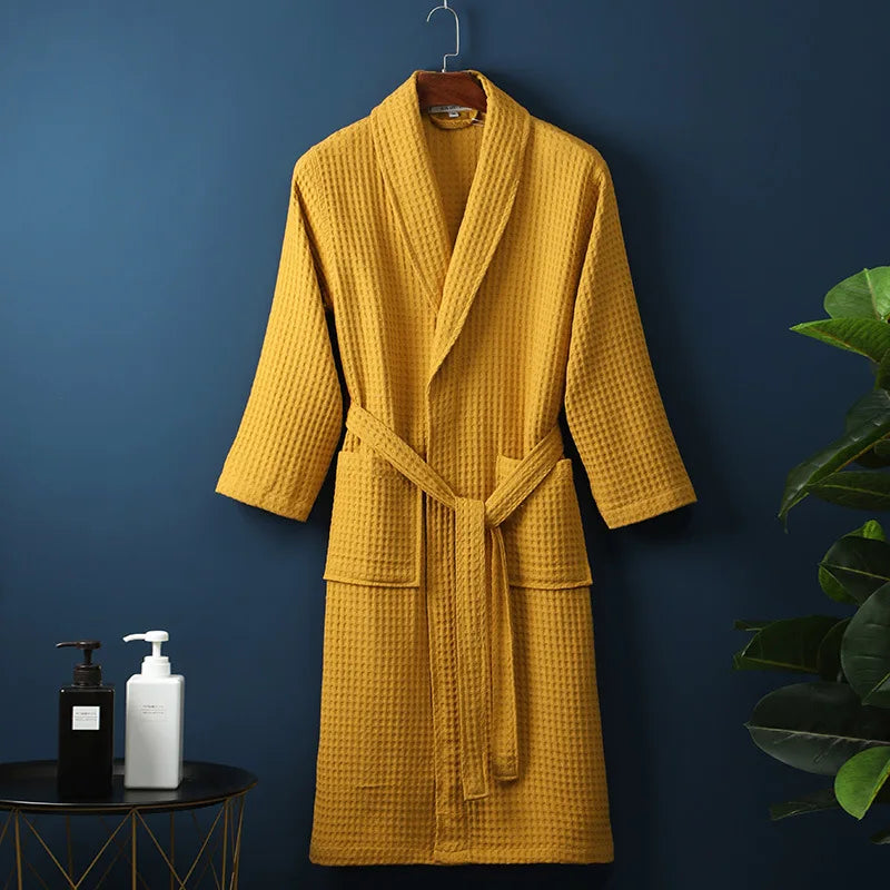 Unisex Badekåpe med Waffle Struktur og Lommer 11