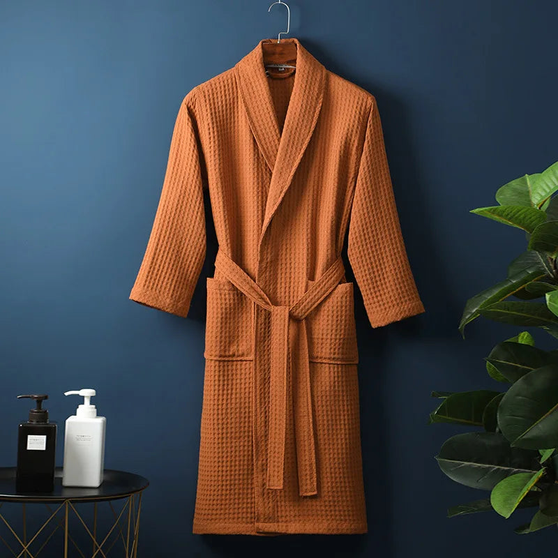 Unisex Badekåpe med Waffle Struktur og Lommer 12