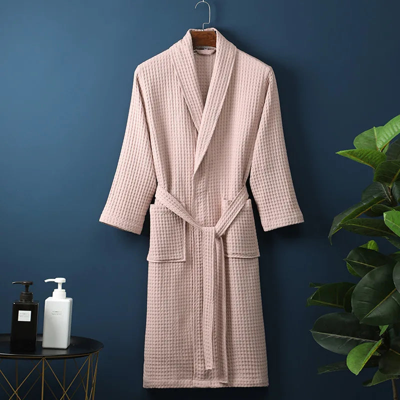Unisex Badekåpe med Waffle Struktur og Lommer 5