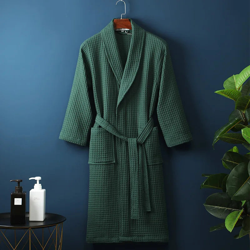Unisex Badekåpe med Waffle Struktur og Lommer 6