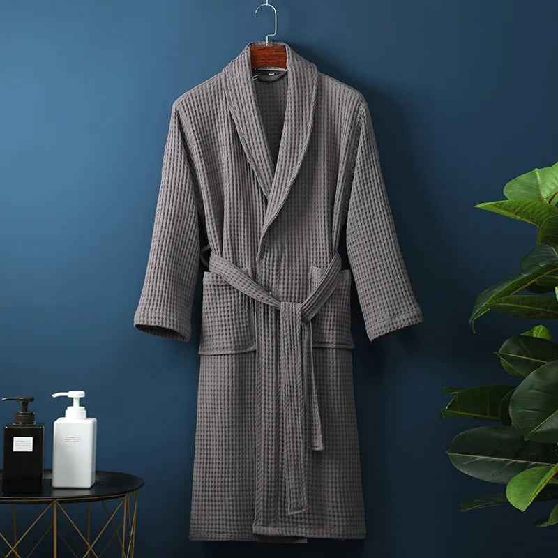 Unisex Badekåpe med Waffle Struktur og Lommer 7