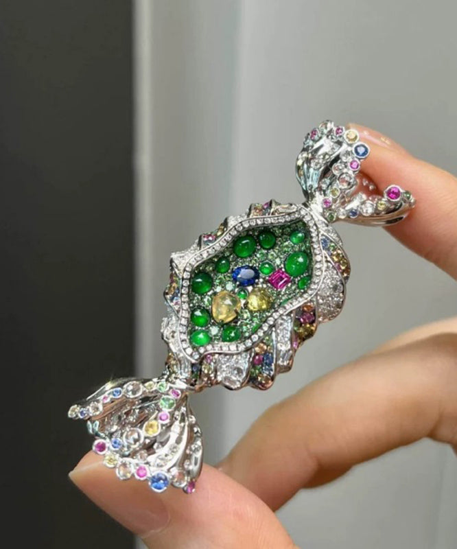 Unisex Brosje med Grønn Legering og Zircon Detaljer 2