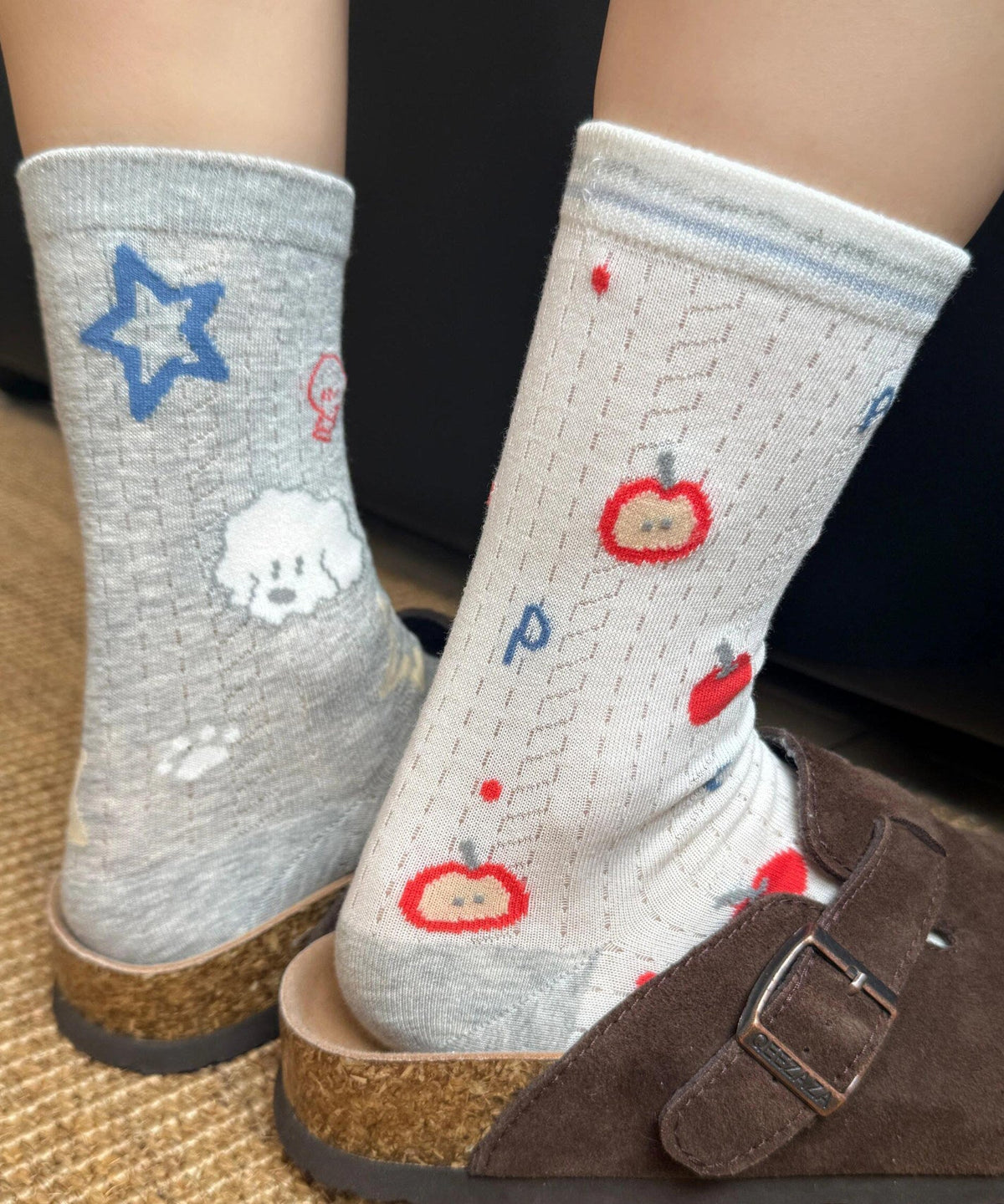 Unisex Mid-Calf Sokker med Jacquard Mønster 0