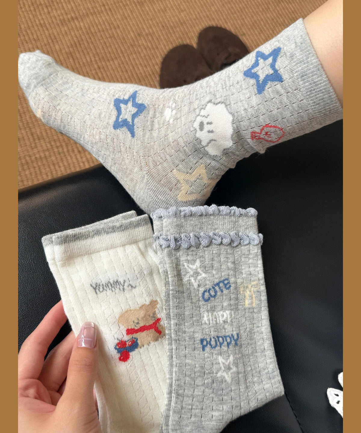 Unisex Mid-Calf Sokker med Jacquard Mønster 1