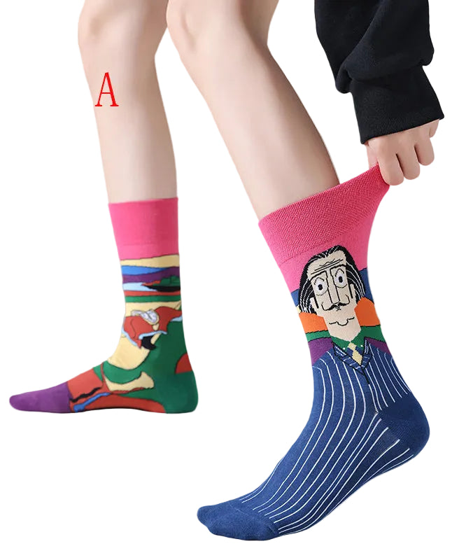 Unisex Mid Calf Sokker Asymmetrisk Design 0
