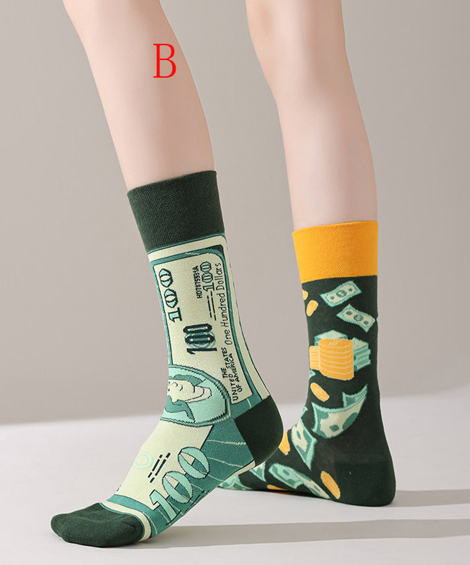 Unisex Mid Calf Sokker Asymmetrisk Design 1