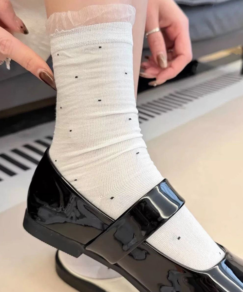 Unisex Midt På Leggen Sokker Med Prikkemønster Og Patchwork 1
