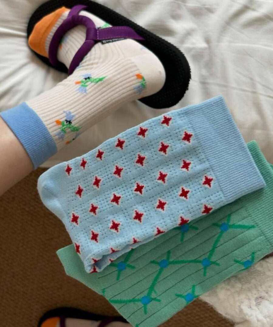 Unisex Midtkalvsokker Kontrasterende Design 3