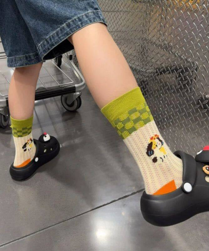 Unisex Midtstrømper med Hulldesign og Tegneseriemotiv 1