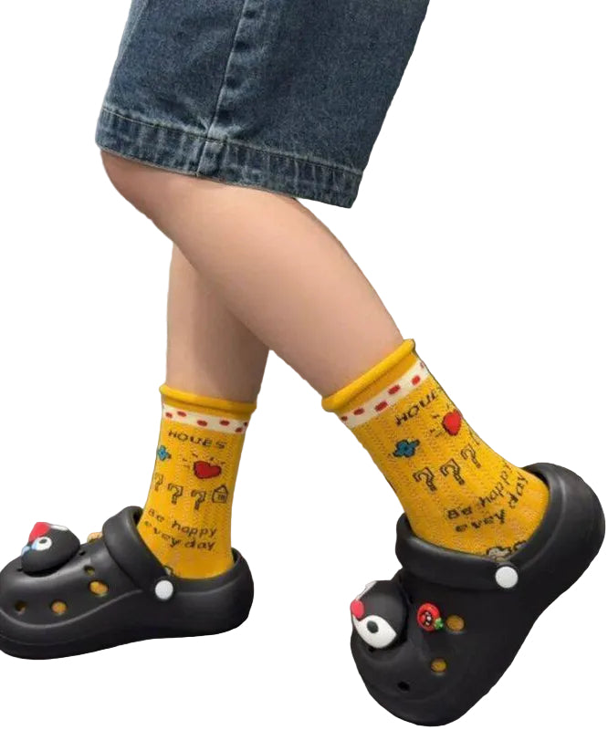 Unisex Midtstrømper med Hulldesign og Tegneseriemotiv 2