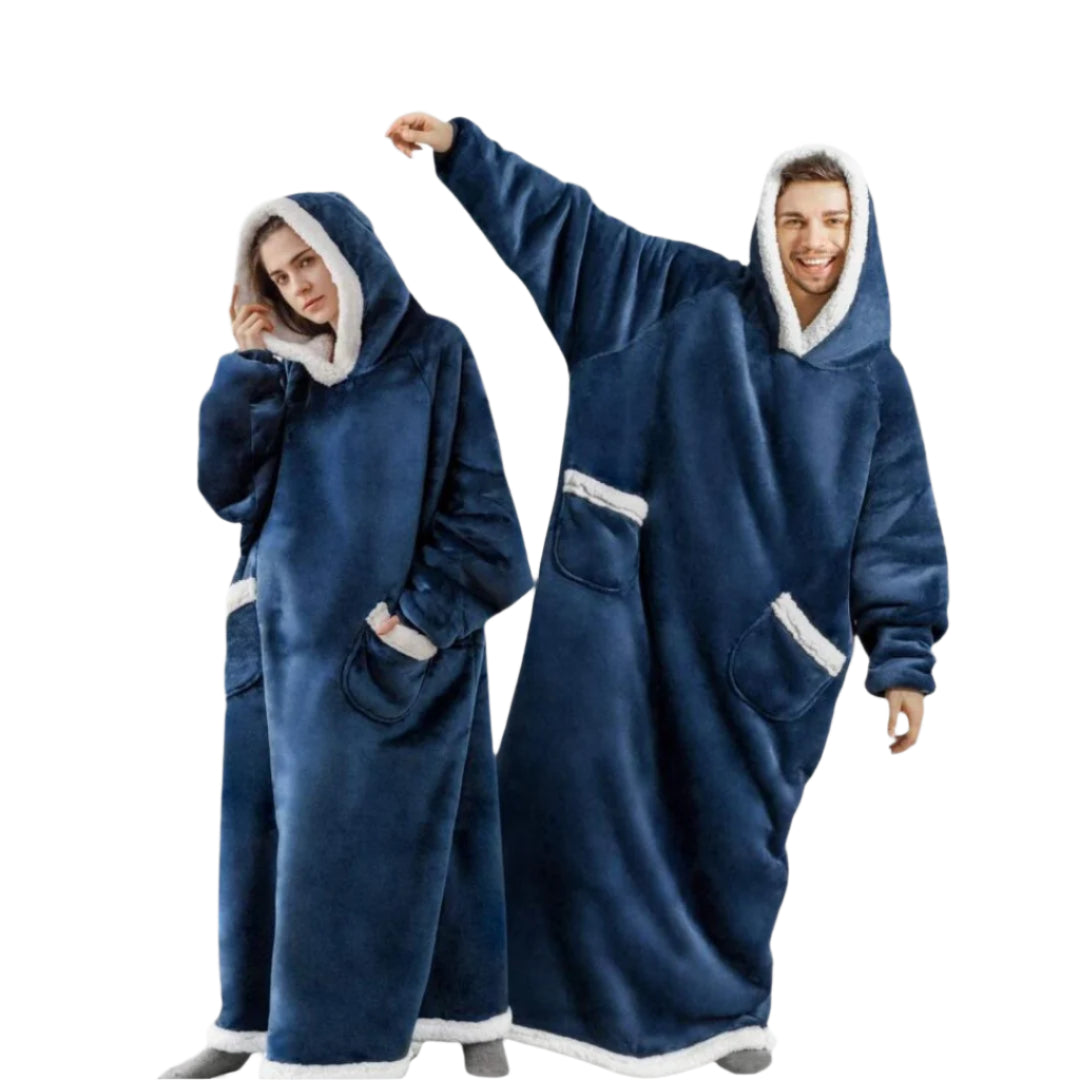 Unisex Oversized Fleece Dekkende Dekk med Hette og Omvendbart Design 0