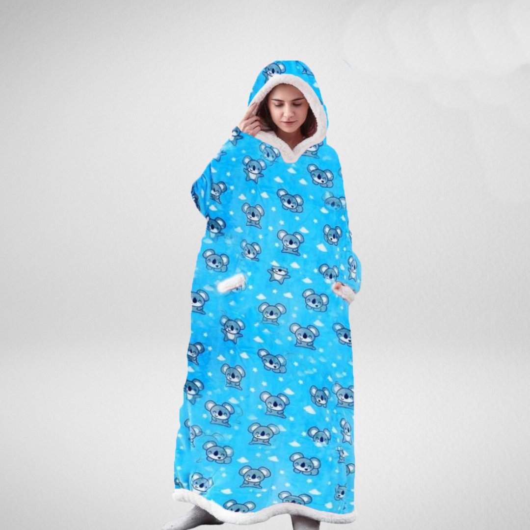 Unisex Oversized Fleece Dekkende Dekk med Hette og Omvendbart Design 1