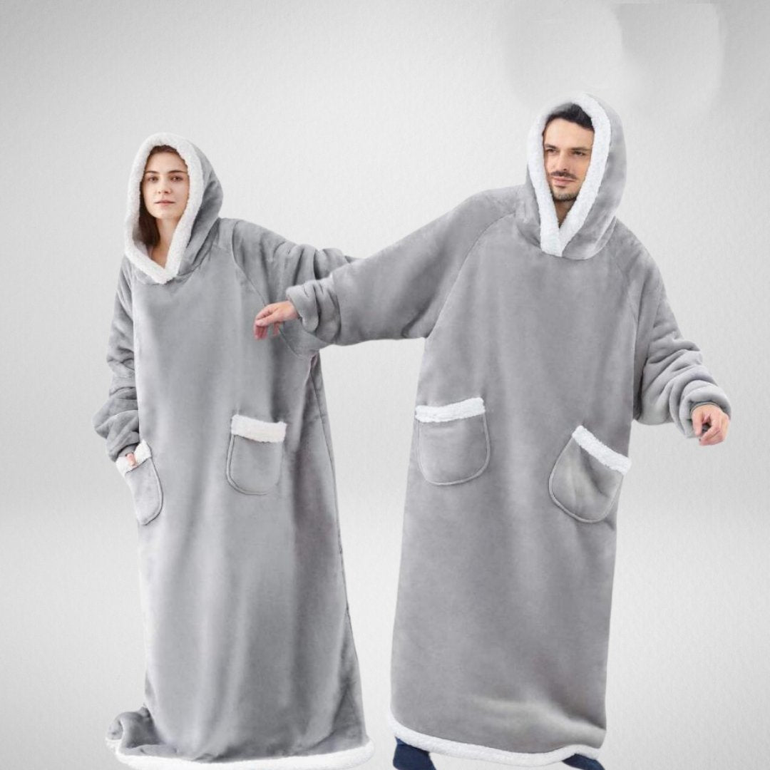 Unisex Oversized Fleece Dekkende Dekk med Hette og Omvendbart Design 3
