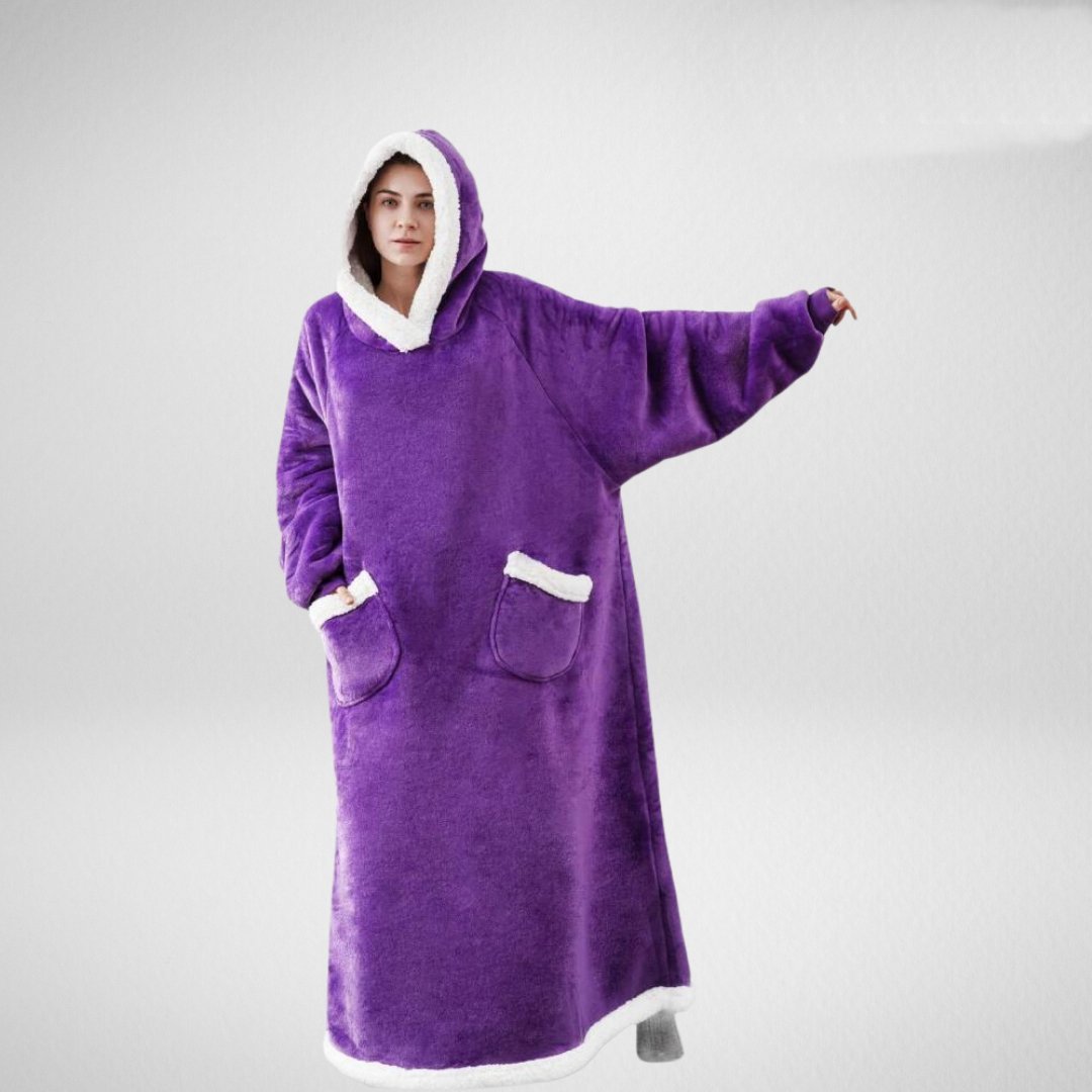 Unisex Oversized Fleece Dekkende Dekk med Hette og Omvendbart Design 4