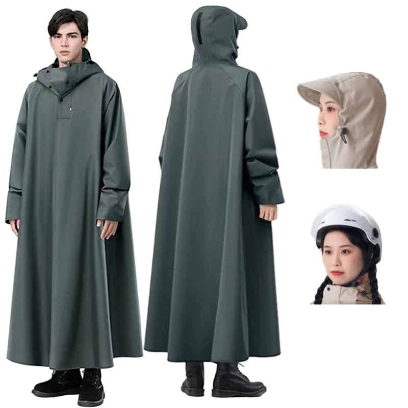 Unisex Regnponcho Lang Loose Oversized Vanntett Regnfrakk 0