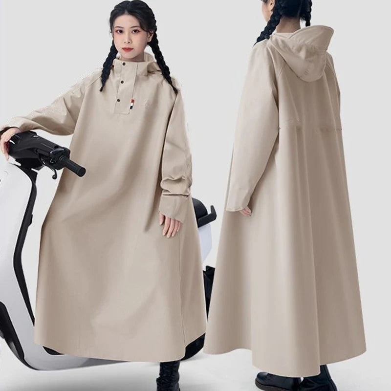 Unisex Regnponcho Lang Loose Oversized Vanntett Regnfrakk 6