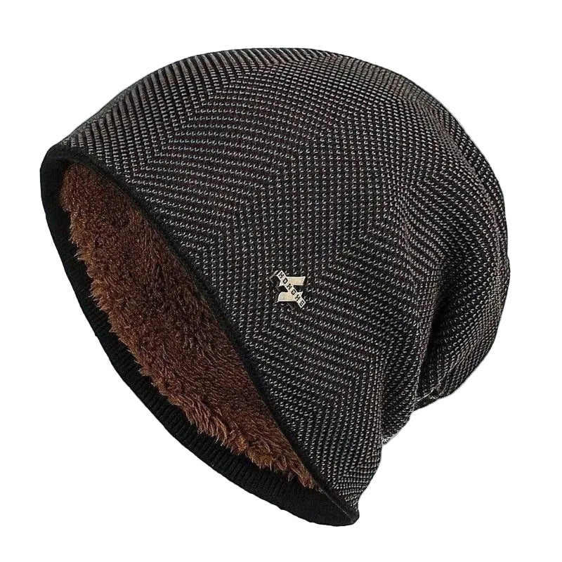 Unisex Strikket Beanie med Fuskepelsfôr 0