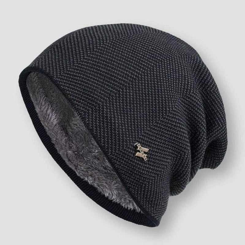 Unisex Strikket Beanie med Fuskepelsfôr 1