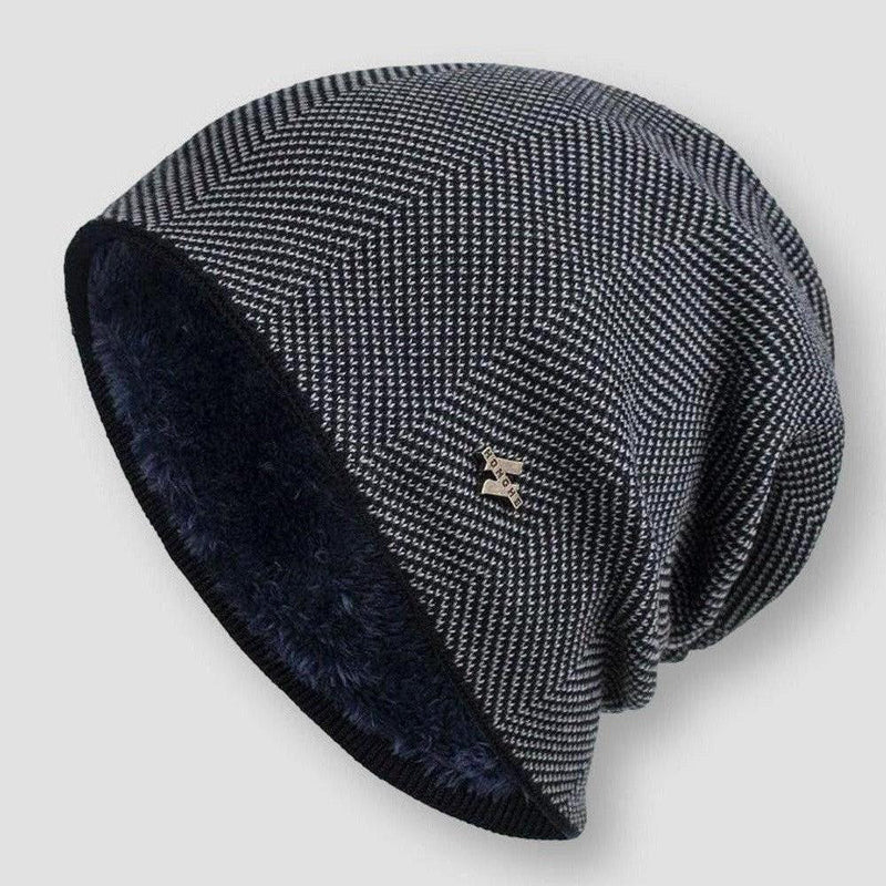 Unisex Strikket Beanie med Fuskepelsfôr 2